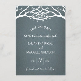 Rustikale Winter Birch Tree Save the Date Karte