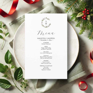 Rustikale Winter Botanicals Hochzeitsmenü Flyer