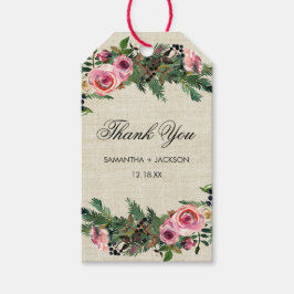 Rustikale Winter Burlap Pine Rose Hochzeit Vielen  Geschenkanhänger