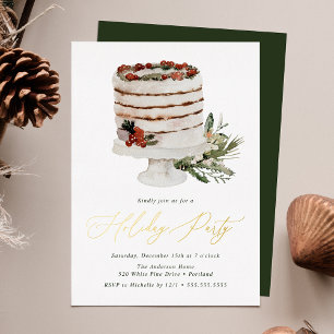 Rustikale Winter Cake Holiday Party Folieneinladung