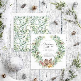 Rustikale Winter Filet Kone Wreath Holiday Party Einladung