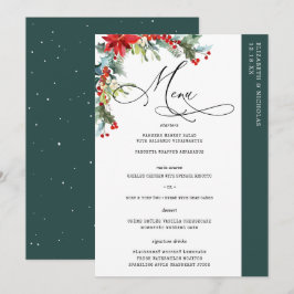 Rustikale Winter floral | Modernes Hochzeitsmenü Menükarte