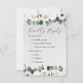 Rustikale Winter floral RSVP Karte