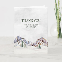 Rustikale Winter-Hochzeits-Dankeskarten für Berge Dankeskarte