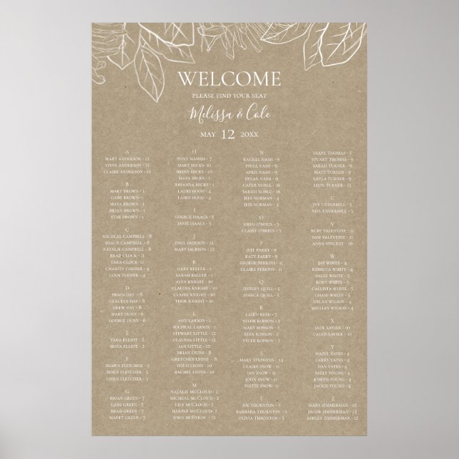 Rustikale Winter Kraft Alphabetisches Seekarte Poster (Vorne)