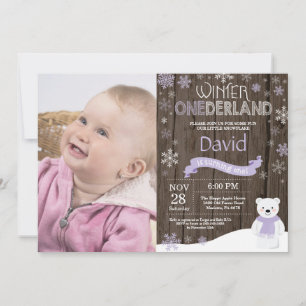 Rustikale Winter-Onederland-Einladung zum 1. Gebur Einladung