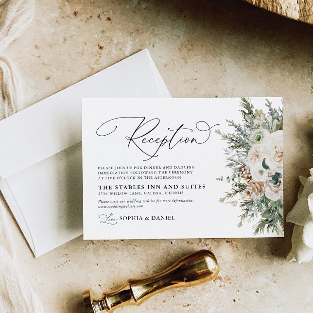 Rustikale Winter Pinecone Hochzeitskarte Begleitkarte (Von Creator hochgeladen)