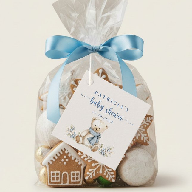 Rustikale Winter-Teddybär-Babyshower-Geschenkanhän Geschenkanhänger (Von Creator hochgeladen)