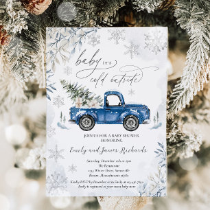 Rustikale Winter Truck Snowflake Babydusche Einladung