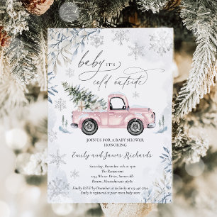 Rustikale Winter Truck Snowflake Babydusche Einladung