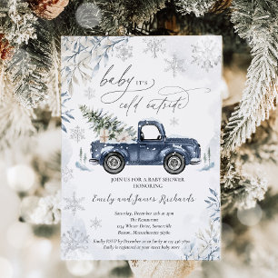 Rustikale Winter Truck Snowflake Babydusche Einladung