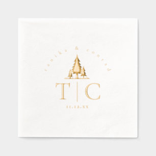 Rustikale Winter Wedding Initials Fir Trees ID1049 Servietten Mit Folie