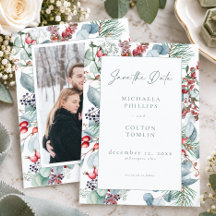 Rustikale Winter-Weihnachts-Botanik-Foto-Hochzeit