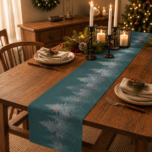 Rustikale Winter-Weihnachtsbäume Tischläufer