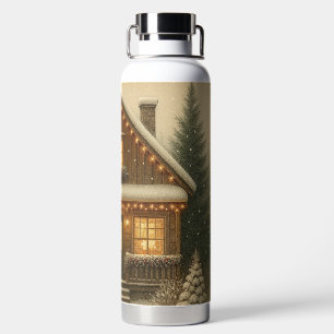 Rustikale Winter-/Weihnachtshütte Trinkflasche