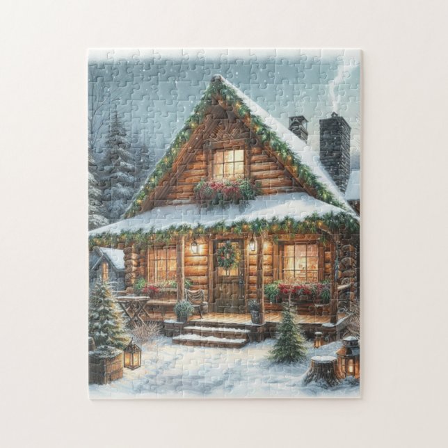 Rustikale Winter-/Weihnachtsschneekabine (Vertikal)