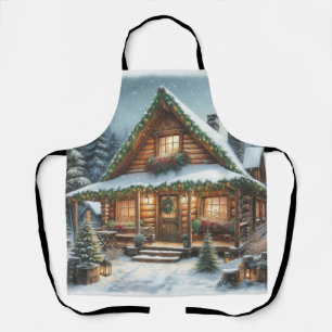 Rustikale Winter-/Weihnachtsschneekabine Schürze
