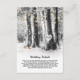 Rustikale Winterbaum- und Lichterketten-Hochzeitsd Begleitkarte