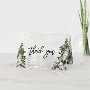 rustikale Winterbäume Hochzeit danke Karte