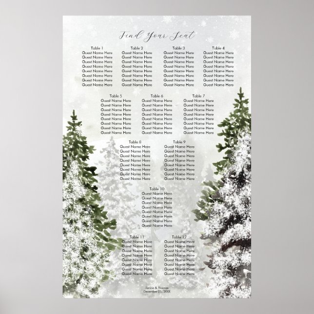 rustikale Winterbäume Schneedecke Poster (Vorne)