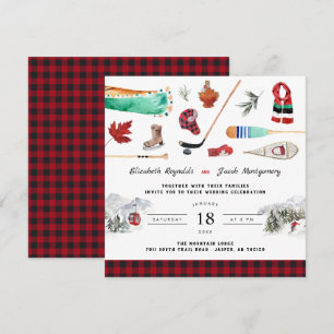 Rustikale Winterberg-Hochzeit   Camping-Hochzeitse Einladung