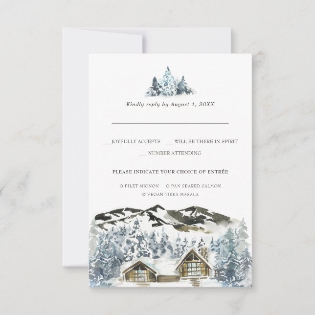 Rustikale Winterbergserie UAWG/Mahlzeit RSVP Karte (Vorderseite)