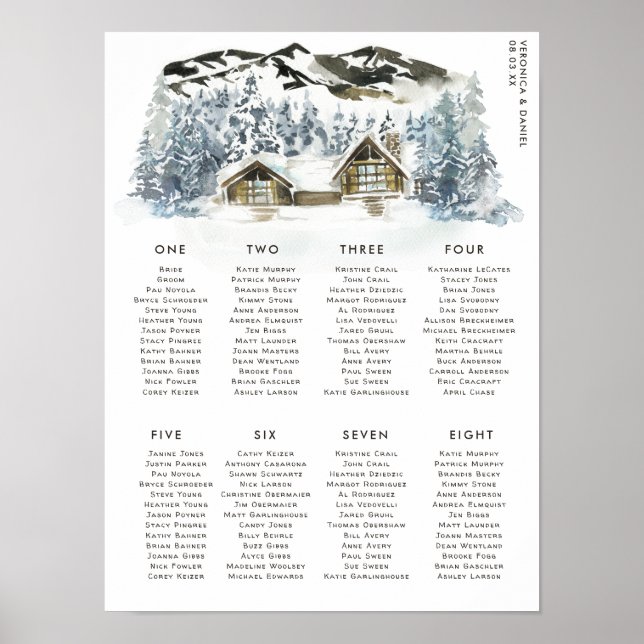 Rustikale Winterbergtische Hochzeitssitze Poster (Vorne)