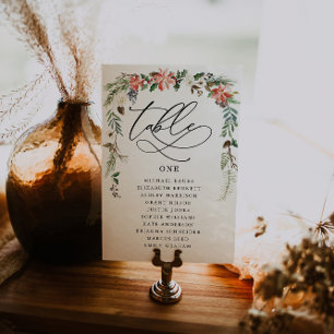 Rustikale Winterblumen   Hochzeitstisch-Sitzkarte Tischnummer