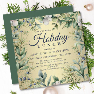 Rustikale Winterblumen-Weihnachtsfeier Mittagessen Einladung