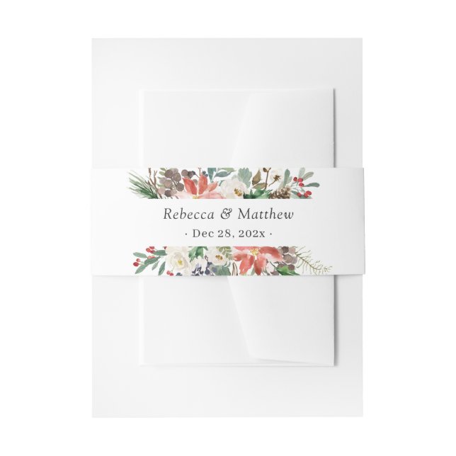 Rustikale Winterblumenberries Pine Cone Wedding Einladungsbanderole (Vorderseite Beispiel)