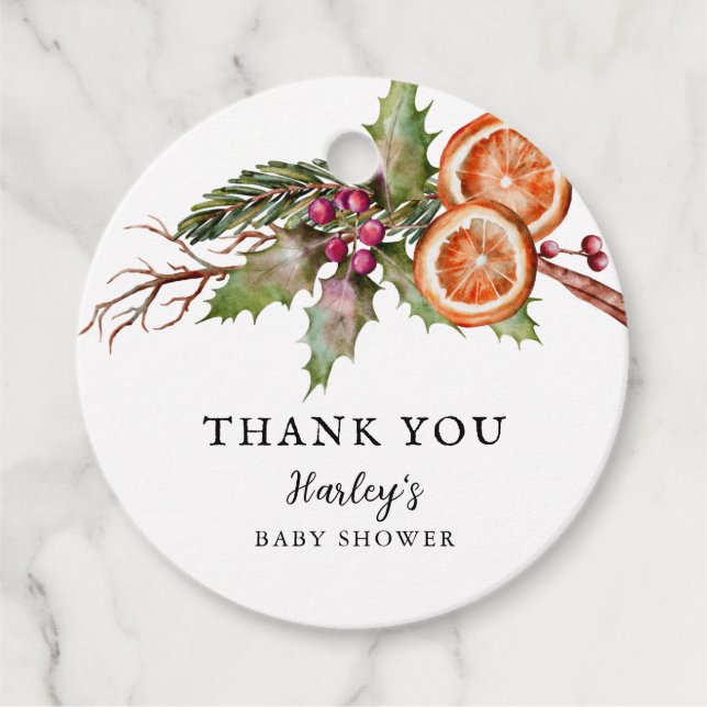 Rustikale Wintergeschlechtsneutrale Babydusche Geschenkanhänger (Vorderseite)