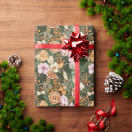 Rustikale Wintergrün Zitrusfrüchte botanische Weih Geschenkpapier