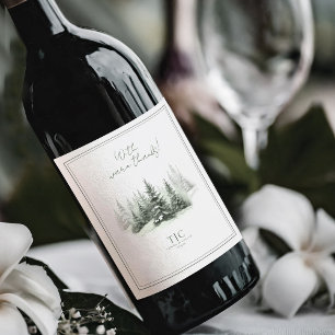 Rustikale Winterhochzeit dank Forest Green ID1049 Weinetikett