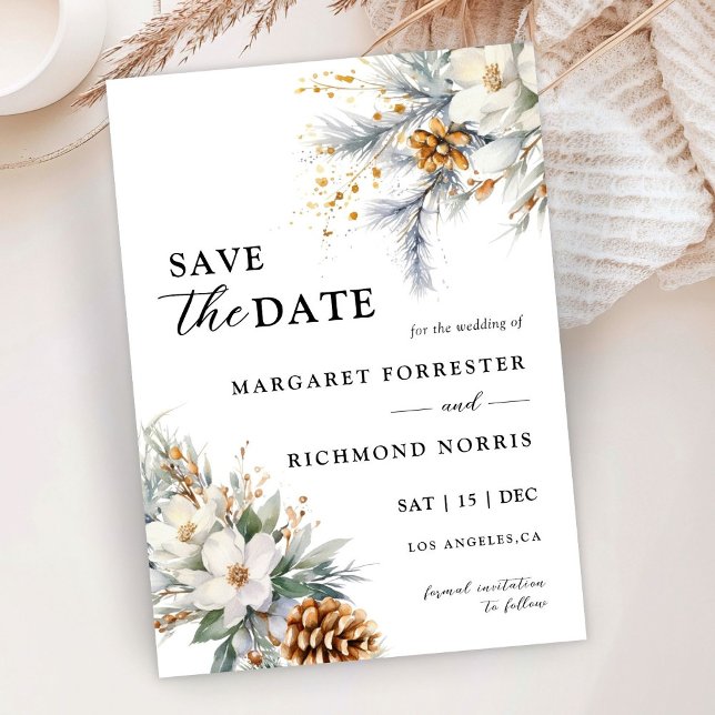 Rustikale Winterhochzeit Save the Date Einladung (Von Creator hochgeladen)
