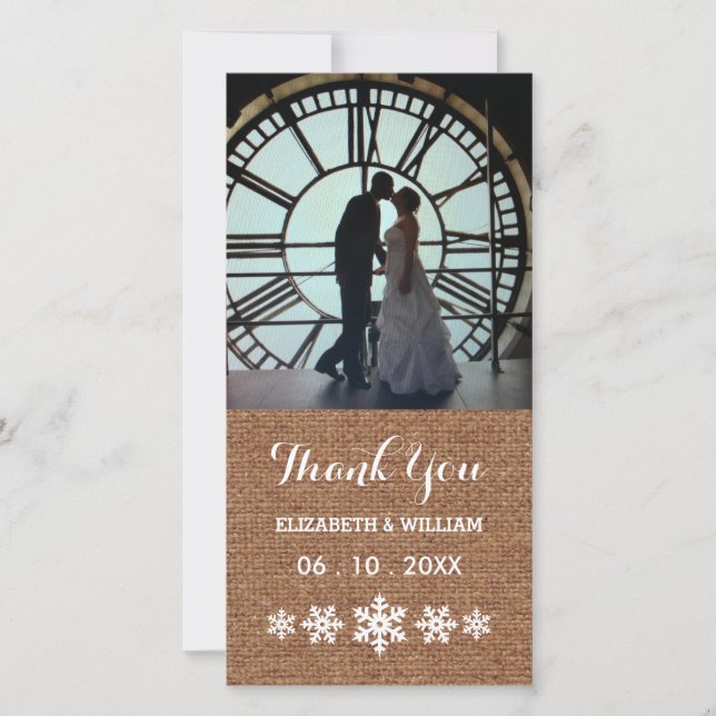 Rustikale Winterhochzeiten - Schneeflocken Danke (Vorderseite)