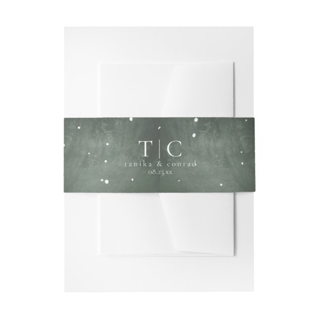 Rustikale Winterhochzeiten - Schneeflocken Green I Einladungsbanderole (Vorderseite Beispiel)