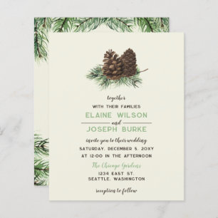 Rustikale Winterpine Cone Hochzeit Einladung