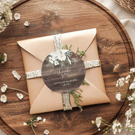 Rustikale Winterpine Hochzeit Vielen Dank für Ihre Runder Aufkleber