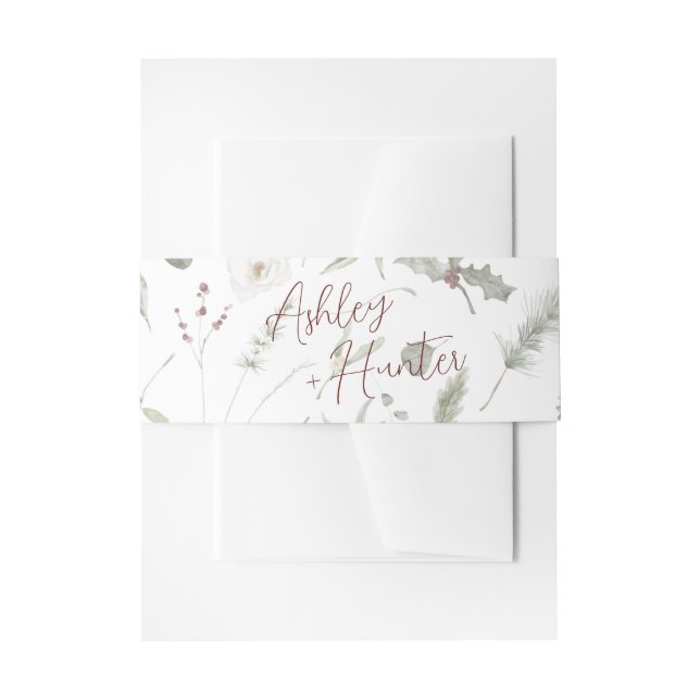 Rustikale Winterpine-Muster handgemachte Hochzeit Einladungsbanderole (Vorderseite Beispiel)