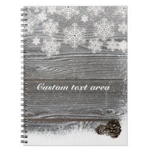 Rustikale Winterschneeflocken & Pinecones Notebook Notizblock
