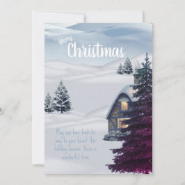 Rustikale Winterschneekabine Weihnachtskarte Feiertagskarte