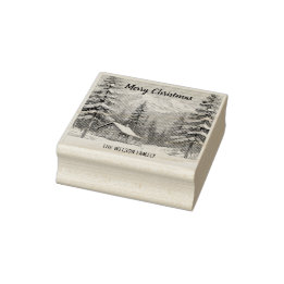 Rustikale Winterschneelandhütte Weihnachten Gummistempel