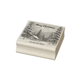 Rustikale Winterschneelandhütte Weihnachten Gummistempel