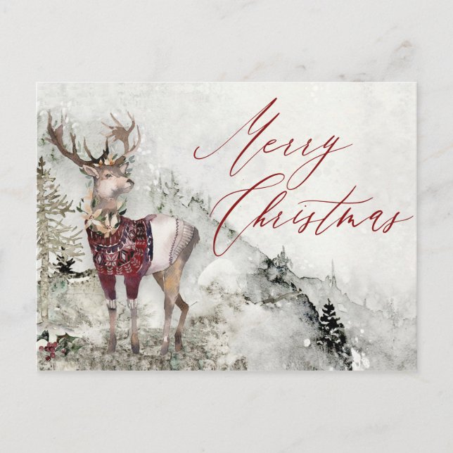 Rustikale Winterschneezeit Postkarte (Vorderseite)