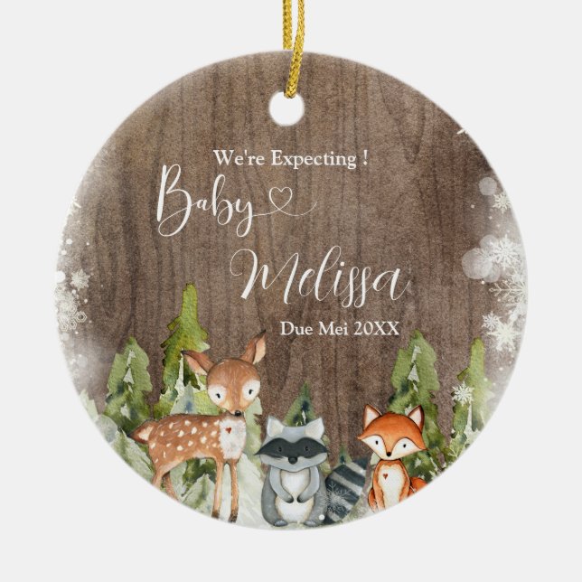 Rustikale Wintertiere erwarten wir von den Eltern Keramik Ornament (Vorne)