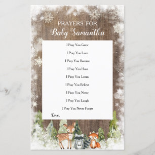Rustikale Wintertiere Woodland Gebete für Baby