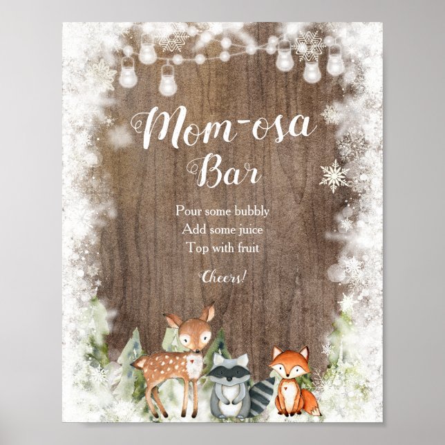 Rustikale Wintertiere Woodland Mama-osa Bar Poster (Vorne)