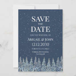 Rustikale Winterwald-Hochzeit Save the Date Karte