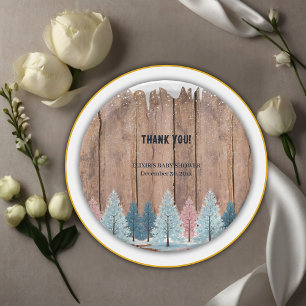 Rustikale Winterwald Pine Trees Kinderdusche Pappteller
