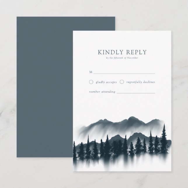 Rustikale Winterwonderland-Hochzeit | RSVP-Karte RSVP Karte (Vorne/Hinten)